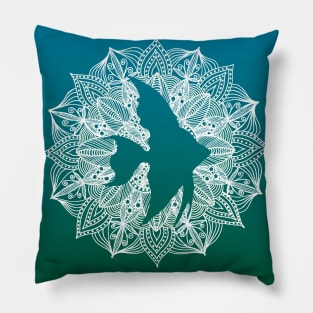 Turquoise Mandala Circle Fish Pillow