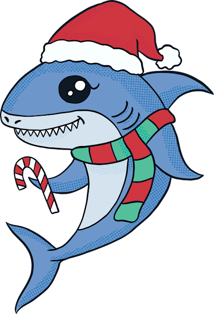 Cute Cartoon Christmas Shark Kids T-Shirt by SLAG_Creative