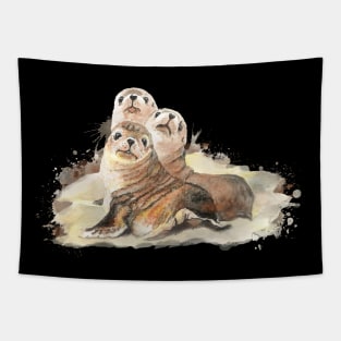 Watercolor Seals Animals Tapestry