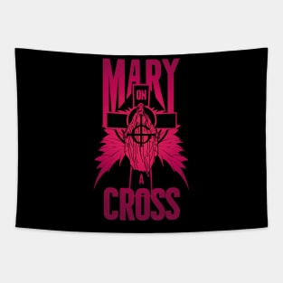 Mary on a cross- pink Tapestry