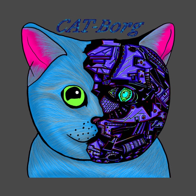 Cyborg cat (cat-borg) halloween version by Sahaga-haga