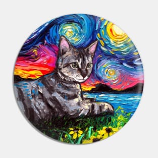 Tabby Tiger Cat Starry Night Pin