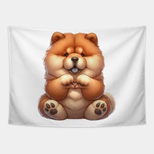 Valentine Chow Chow Dog Giving Heart Hand Sign Tapestry