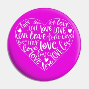 Love heart, heart shape filled with words Pin