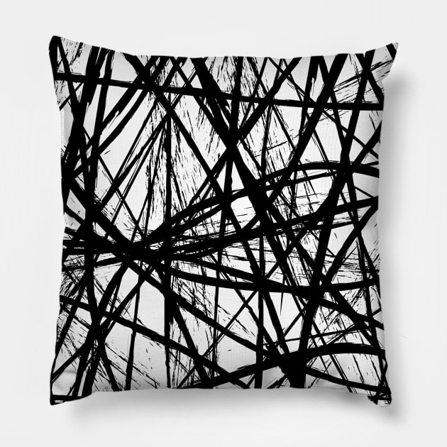 Abstract Black Sketchy Strokes Pillow by ANVC Abstract Patterns