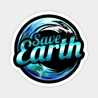 Logo Save Earth With Ocean Wave For Earth Day Magnet