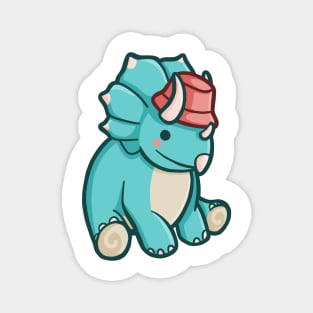 Cute Triceratops with Bucket Hat, Dino, Dinosaur Magnet