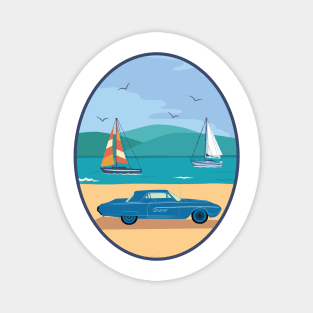 Classic Car on the Beach Magnet