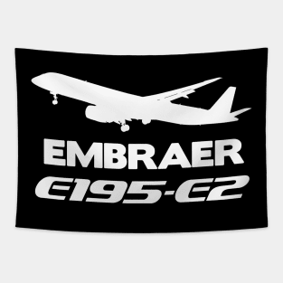 Embraer E195-E2 Silhouette Print (White) Tapestry