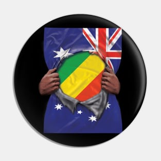 Republic Of The Congo Flag Australian Flag Ripped - Gift for Congon From Republic Of The Congo Pin