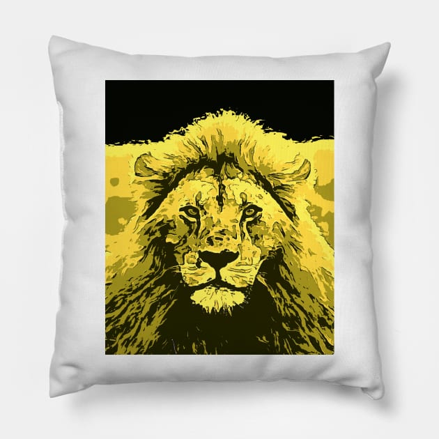 Lion Stare Up Close Pillow by CANJ72