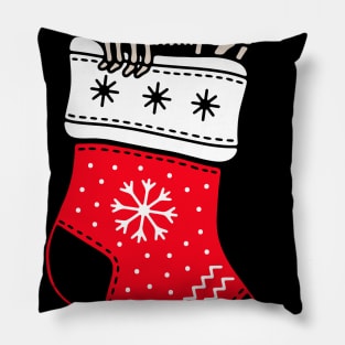 Skull T-shirt, Snowflakes, Sock, Christmas Pillow