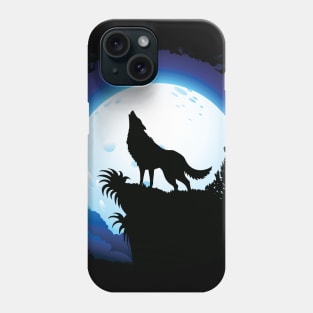 Wolf Howling at Blue Moon Phone Case