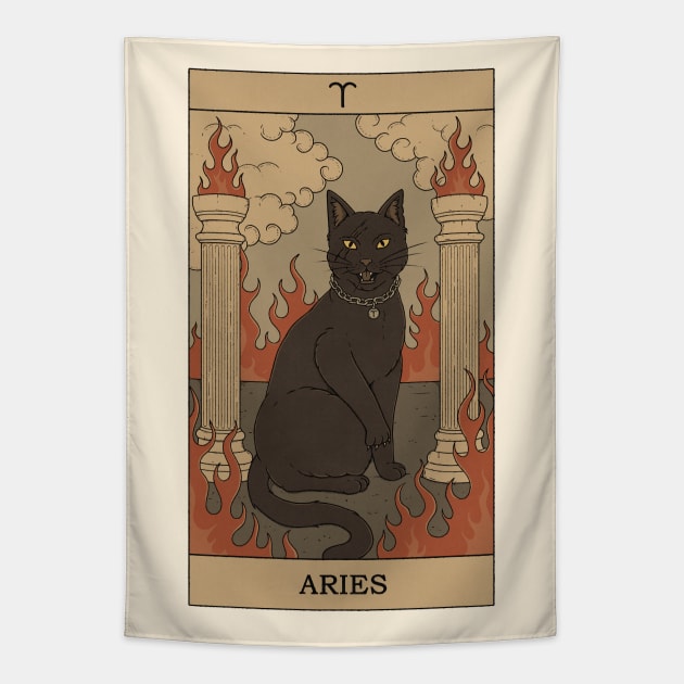 Aries Cat Tapestry by thiagocorrea