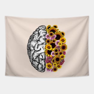 Brain and yellow daisies, Positivity, creativity, right hemisphere brain, health, Mental Tapestry