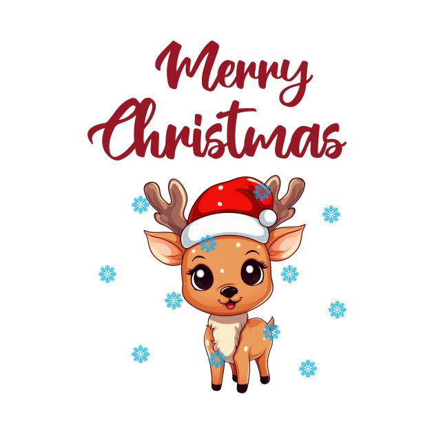 "Merry Christmas" With Cute Deer by PitubeArt
