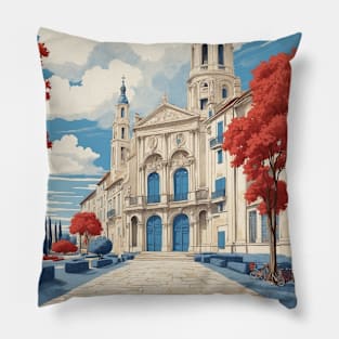 Venissieux France Vintage Travel Poster Tourism Pillow