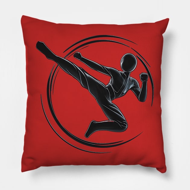 Elevate Your Style: Stickman Fly Kick Tee Pillow by UrbanBlend