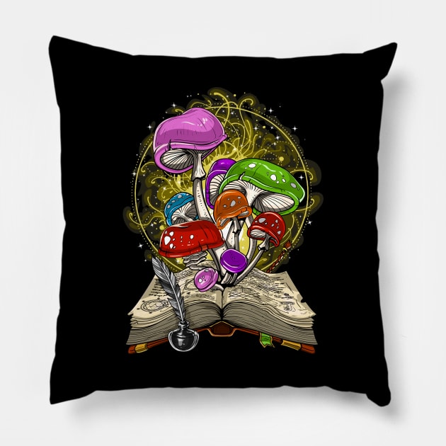 Magic Mushrooms Fungi Pillow by underheaven