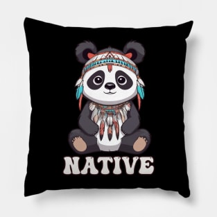 Native American Indigenous Panda Pillow