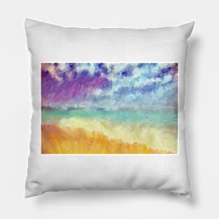 beach dream impressionist ocean waves Pillow