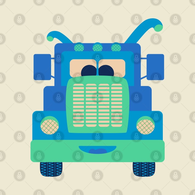 FRIENDLY BLUE TRUCK BUDDY Cute Kawaii Vehicle Kids Transportation - UnBlink Studio by Jackie Tahara by UnBlink Studio by Jackie Tahara