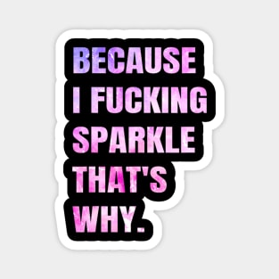 Because I F Sparkle That's Why  Funny Sarcastic Saying Magnet