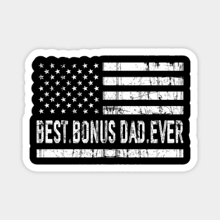 Father's Day Best Bonus Dad Ever with US American Flag Magnet