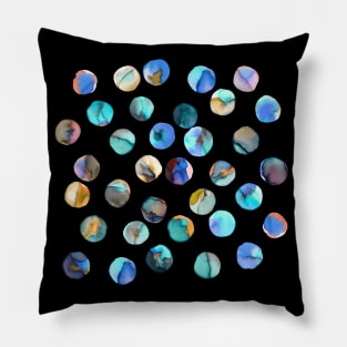 Colorful Ink Dots Blue Yellow Pillow