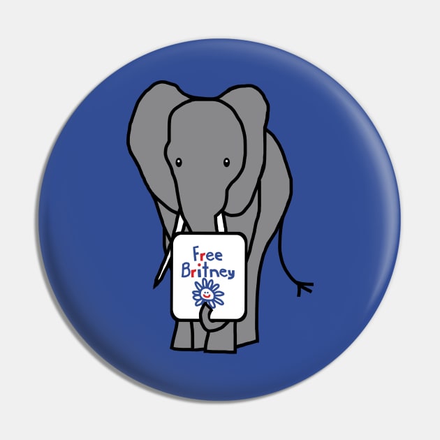Cute Elephant with Free Britney Sign Pin by ellenhenryart