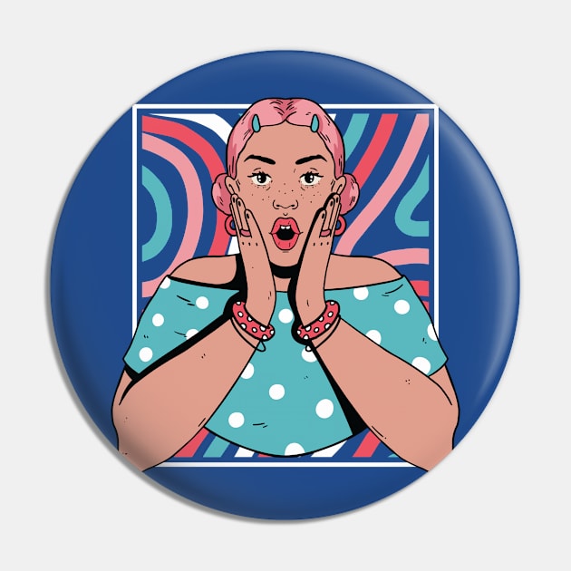 Chisme Queen Pop Art Portrait of Young Woman Gossip GG Pin by SLAG_Creative