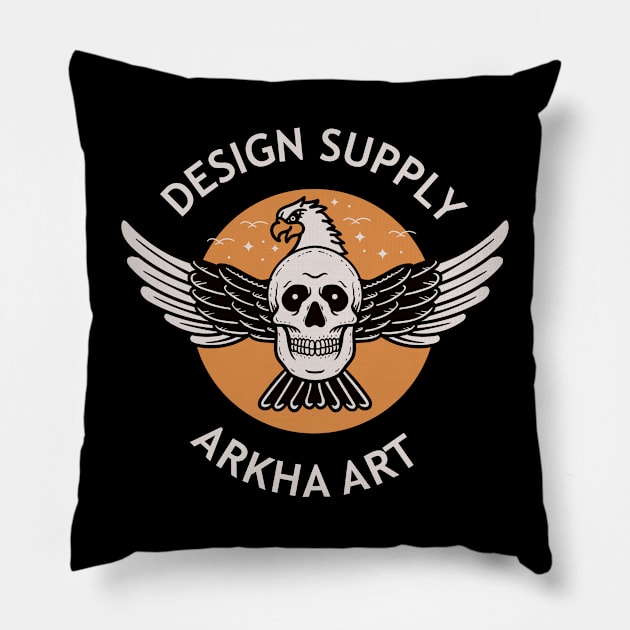 skull eagle Pillow by agus firdaus