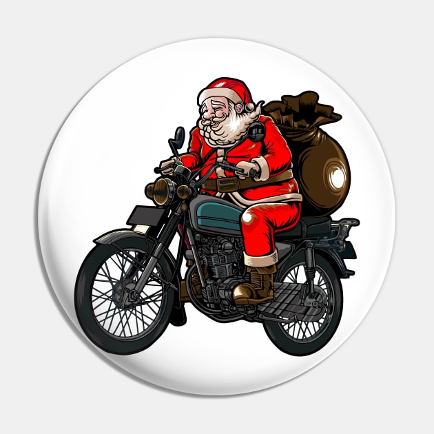 Christmas Santa Biker Pin by 99% Match