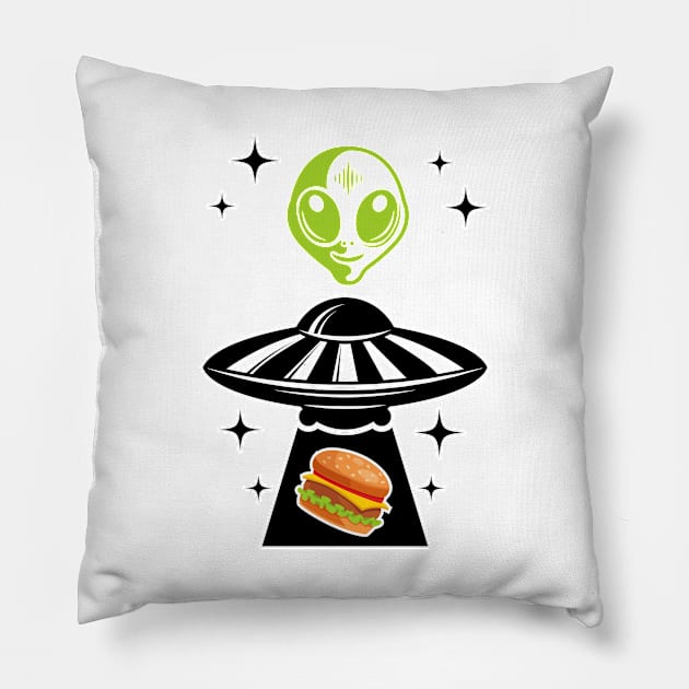 Alien Hamburger Ufo Alien Spaceship Space Pillow by SpruchBastler