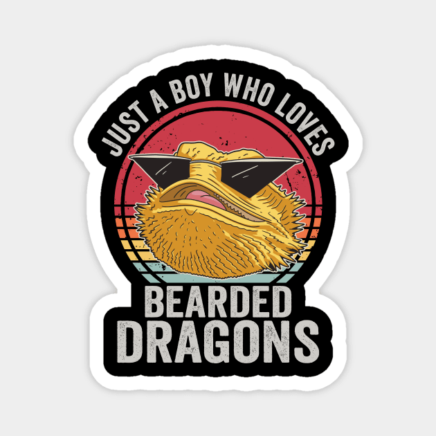 Just A Boy Who Loves Bearded Dragons Magnet by Visual Vibes