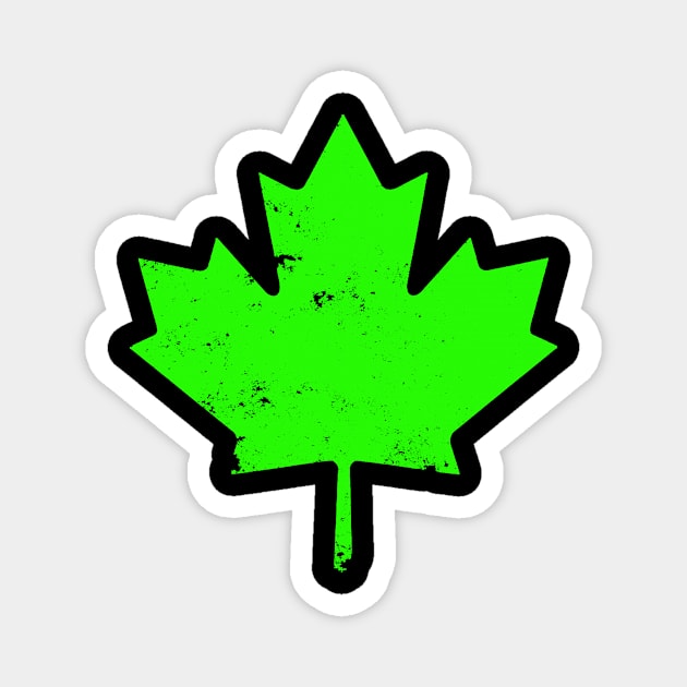 Green Distressed Canada Maple Leaf Magnet by DazzlingApparel