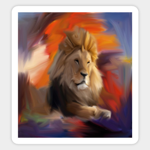 Abstract Lion Painting Painting Sticker Teepublic