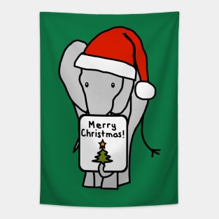 Big Elephant says Merry Christmas Tapestry