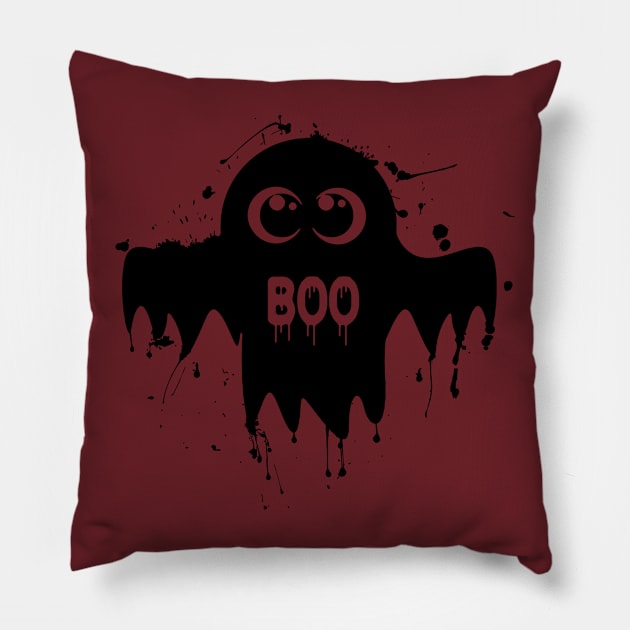 Cute Ghost - Halloween Vector Pillow by malaqueen