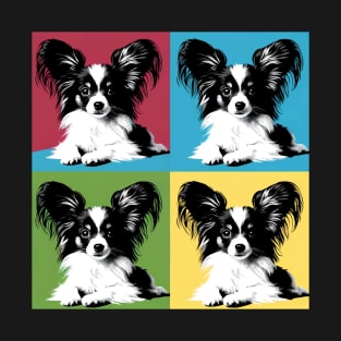 Pop Retro Papillon Art Painting - Cute Puppy T-Shirt