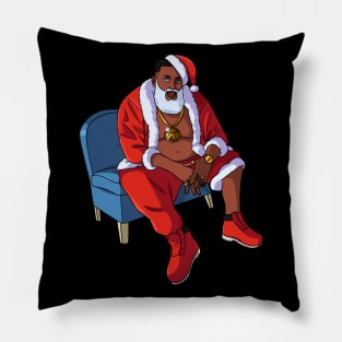 Black Santa Claus Gangster Christmas Pillow