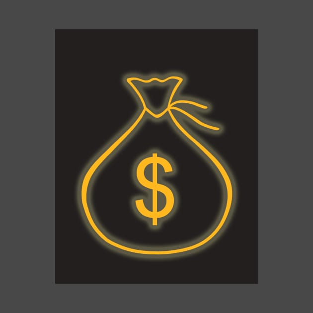 Money bag. Neon light glow. Business finance concept. by Nalidsa