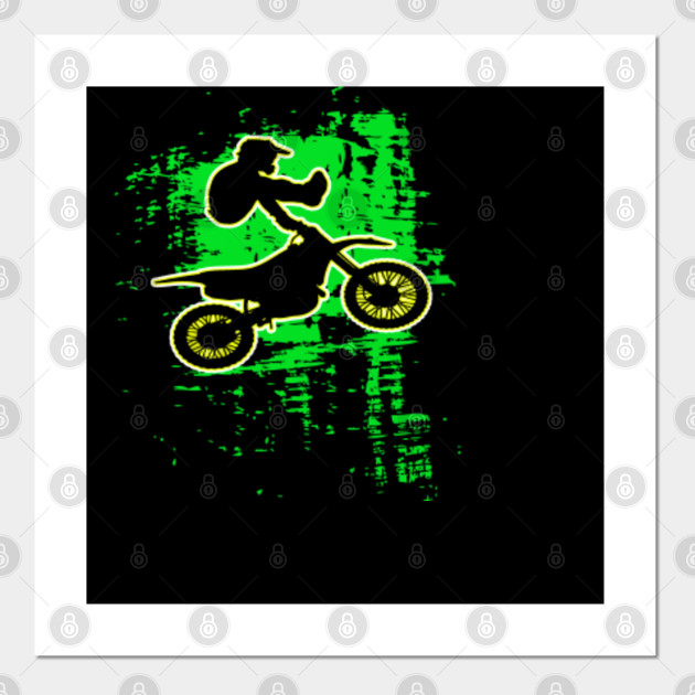 Motocross Gift Bright Green Paint Splatter Funny Dirt Bike Gift Posters And Art Prints Teepublic