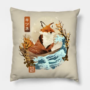 The Great Wave Fox Pillow