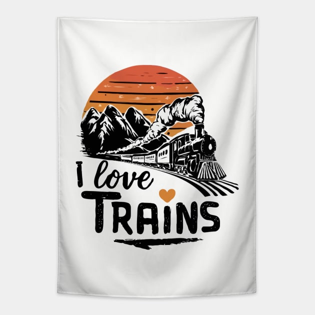 I Love Trains, Train Lovers Tapestry by Chrislkf