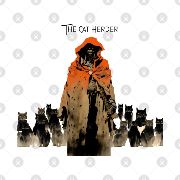 Cat Herder: The Cat Herder on a light (Knocked Out) background by Puff Sumo