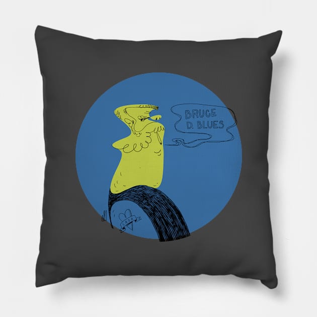 Bruce D. Blues Pillow by EgoBazaar