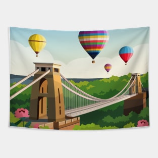 Bristol Clifton Bridge, England Hot Air Balloons Tapestry