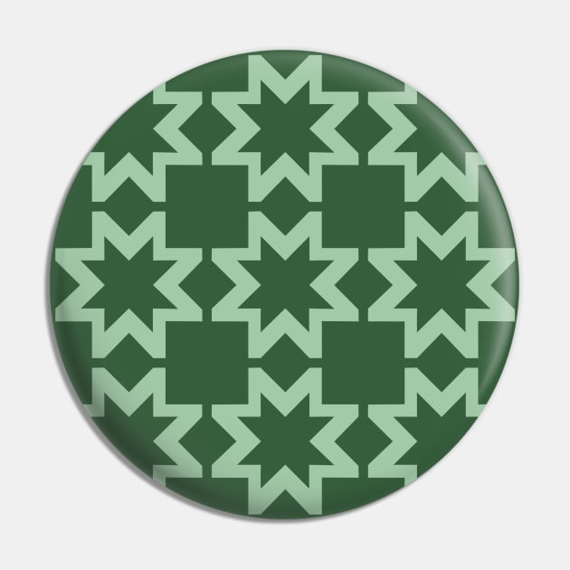 Hunter Green Morning Star Patchwork Pattern Pin by Nuletto