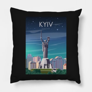 Kyiv Kiev Ukraine Motherland Monument Vintage Minimal European City Travel Poster Pillow